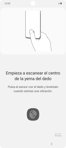 Sigue las indicaciones de la pantalla para crear una huella digital como código de seguridad. Sigue las indicaciones de la pantalla para crear una huella digital como código de seguridad.
