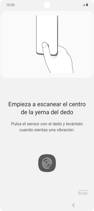 Sigue las indicaciones de la pantalla para crear una huella digital como código de seguridad. Sigue las indicaciones de la pantalla para crear una huella digital como código de seguridad.