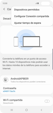 Pulsa Configurar Conexión compartida. Pulsa Configurar Conexión compartida.