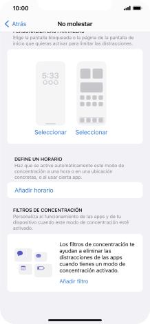 Pulsa Añadir horario y sigue las indicaciones de la pantalla para seleccionar los ajustes de la activación automática de No molestar.