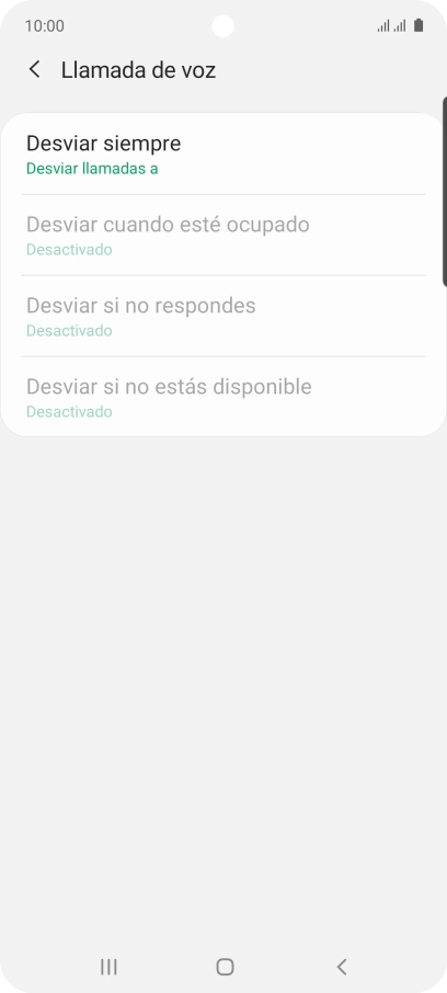 Pulsa el tipo de desvío deseado. Pulsa el tipo de desvío deseado.