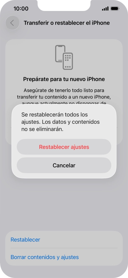 Pulsa Restablecer ajustes. Pulsa Restablecer ajustes.