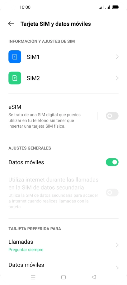 Pulsa la tarjeta SIM deseada. Pulsa la tarjeta SIM deseada.