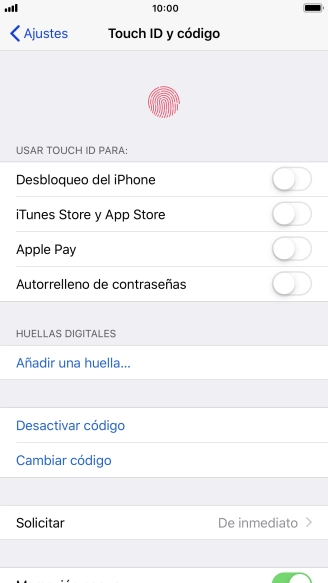 Pulsa Desactivar código e introduce el código de seguridad. Pulsa Desactivar código e introduce el código de seguridad.