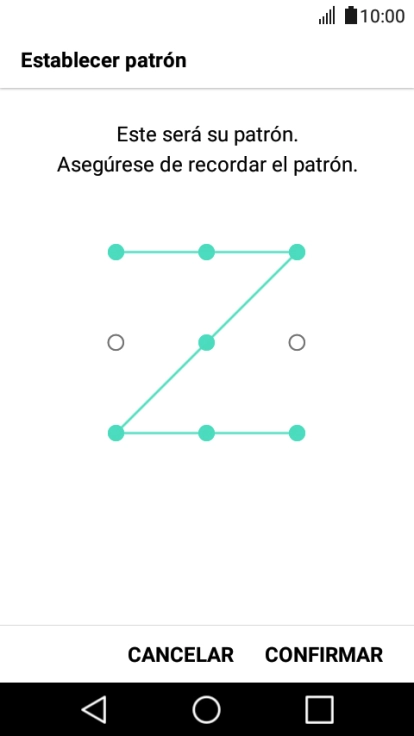 Vuelve a introducir el código de seguridad seleccionado y pulsa CONFIRMAR. Sigue las indicaciones de la pantalla para insertar un código PIN. Vuelve a introducir el código de seguridad seleccionado y pulsa CONFIRMAR. Sigue las indicaciones de la pantalla para insertar un código PIN.