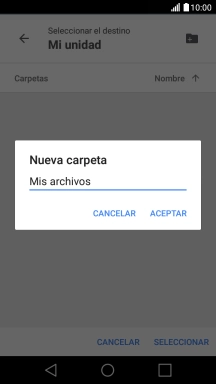 Introduce el nombre deseado de la carpeta y pulsa ACEPTAR. Introduce el nombre deseado de la carpeta y pulsa ACEPTAR.