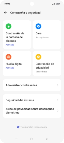 Pulsa Contraseña de la pantalla de bloqueo e introduce el código de seguridad extra que has creado anteriormente. Pulsa Contraseña de la pantalla de bloqueo e introduce el código de seguridad extra que has creado anteriormente.