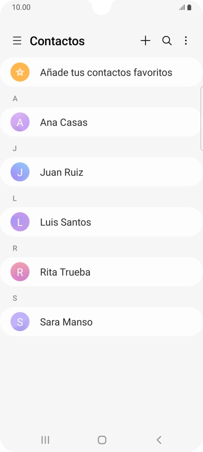 Pulsa el icono de nuevo contacto. Pulsa el icono de nuevo contacto.