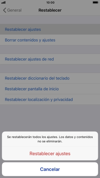 Pulsa Restablecer ajustes. Pulsa Restablecer ajustes.