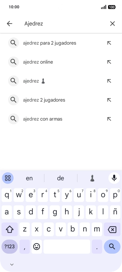 Introduce el nombre del tema o de la app y pulsa el icono de búsqueda. Introduce el nombre del tema o de la app y pulsa el icono de búsqueda.