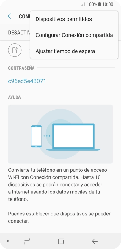 Pulsa Configurar Conexión compartida. Pulsa Configurar Conexión compartida.