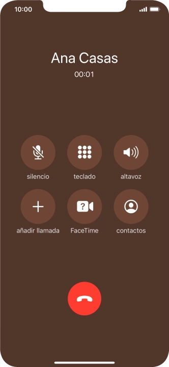 Pulsa el icono de finalizar llamadas para colgar. Pulsa el icono de finalizar llamadas para colgar.
