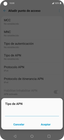 Introduce default y pulsa Aceptar.