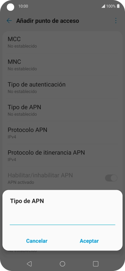 Introduce default y pulsa Aceptar.