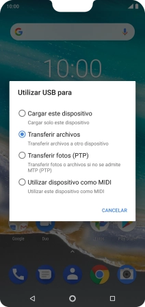 Pulsa Transferir archivos para activar la función. Pulsa Transferir archivos para activar la función.
