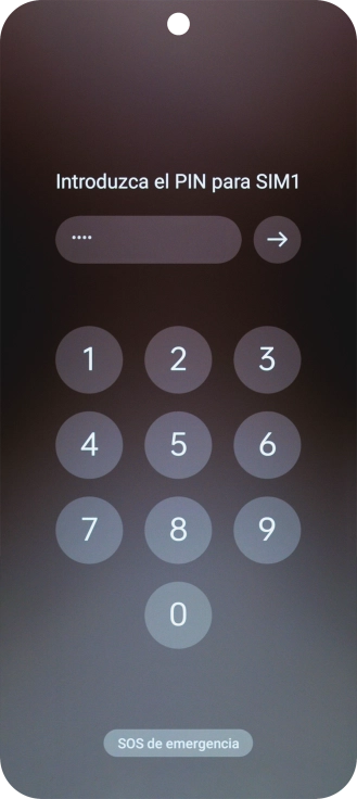 Si tu tarjeta SIM está bloqueada, introduce el código PIN y pulsa la flecha hacia la derecha. Si tu tarjeta SIM está bloqueada, introduce el código PIN y pulsa la flecha hacia la derecha.
