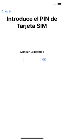 Si es necesario desbloquear la tarjeta SIM, introduce el código PIN y pulsa OK. Si es necesario desbloquear la tarjeta SIM, introduce el código PIN y pulsa OK.