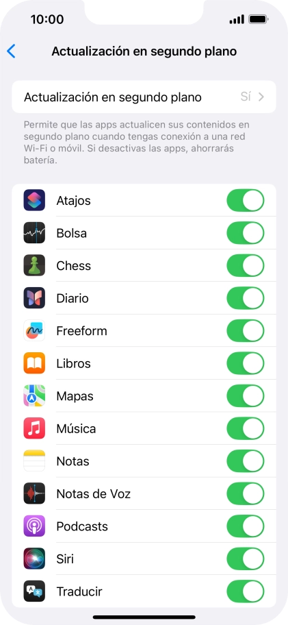 Pulsa Actualización en segundo plano. Pulsa Actualización en segundo plano.