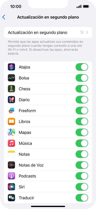 Pulsa Actualización en segundo plano. Pulsa Actualización en segundo plano.