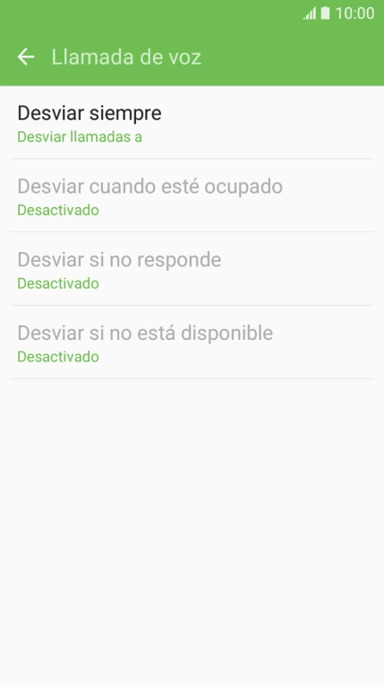 Pulsa el tipo de desvío deseado. Pulsa el tipo de desvío deseado.