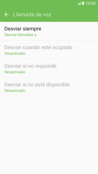 Pulsa el tipo de desvío deseado. Pulsa el tipo de desvío deseado.