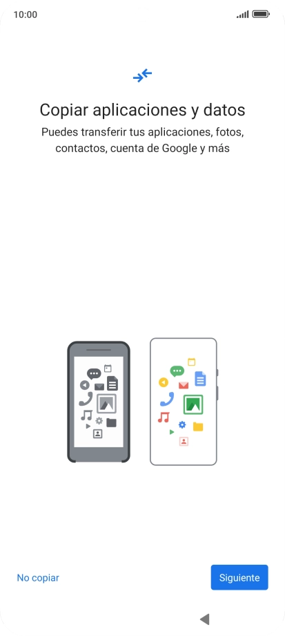 Pulsa No copiar y sigue las indicaciones de la pantalla para finalizar la activación del teléfono. Pulsa No copiar y sigue las indicaciones de la pantalla para finalizar la activación del teléfono.