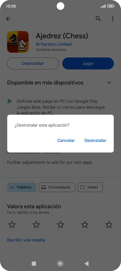 Pulsa Desinstalar.