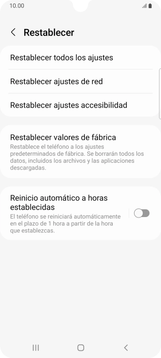Pulsa Restablecer valores de fábrica. Pulsa Restablecer valores de fábrica.