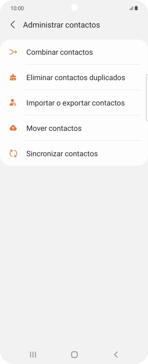 Pulsa Importar o exportar contactos. Pulsa Importar o exportar contactos.