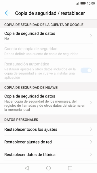 Pulsa Restablecer datos de fábrica. Pulsa Restablecer datos de fábrica.