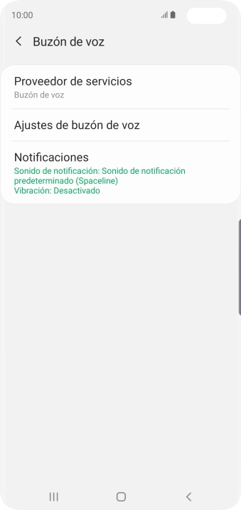 Pulsa Ajustes de buzón de voz.