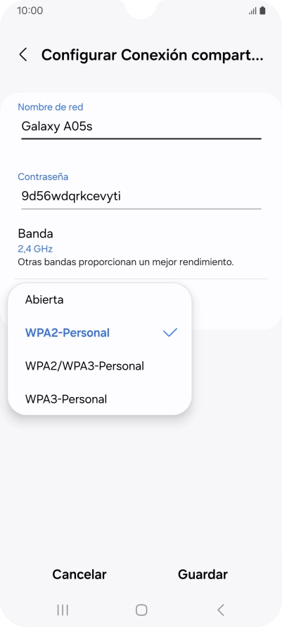 Pulsa WPA3-Personal para proteger la conexión wifi con una contraseña. Pulsa WPA3-Personal para proteger la conexión wifi con una contraseña.