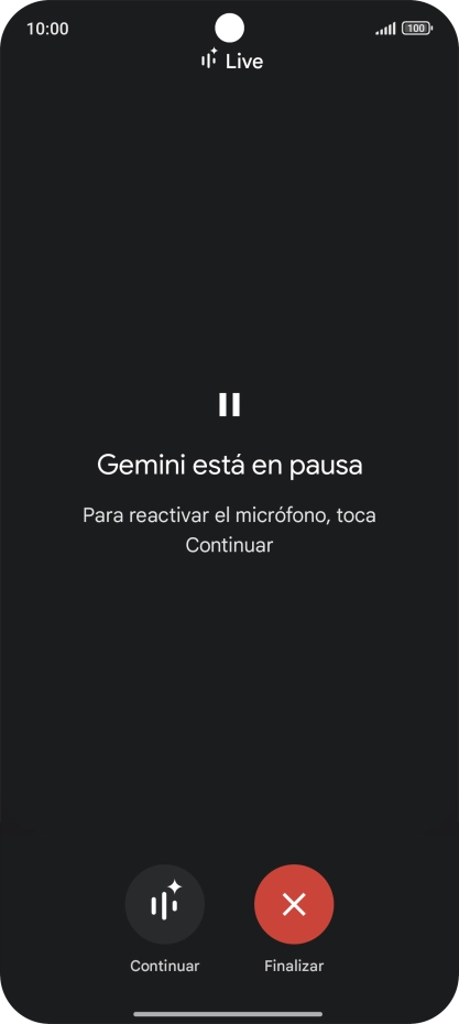 Para retomar la conversación, pulsa Continuar. Para retomar la conversación, pulsa Continuar.