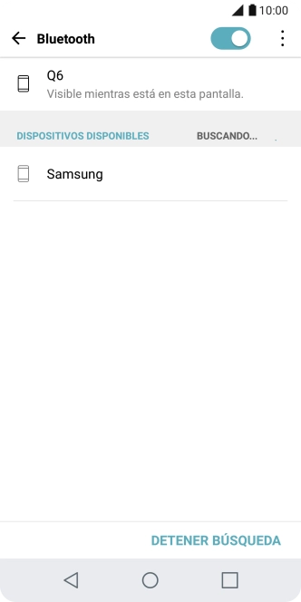 Pulsa el dispositivo Bluetooth deseado y sigue las indicaciones de la pantalla para vincular el dispositivo al teléfono. Pulsa el dispositivo Bluetooth deseado y sigue las indicaciones de la pantalla para vincular el dispositivo al teléfono.