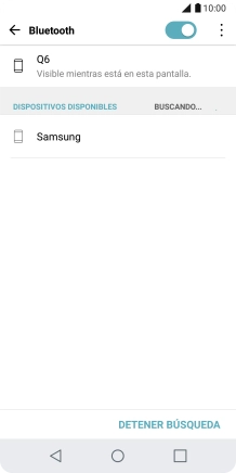 Pulsa el dispositivo Bluetooth deseado y sigue las indicaciones de la pantalla para vincular el dispositivo al teléfono. Pulsa el dispositivo Bluetooth deseado y sigue las indicaciones de la pantalla para vincular el dispositivo al teléfono.