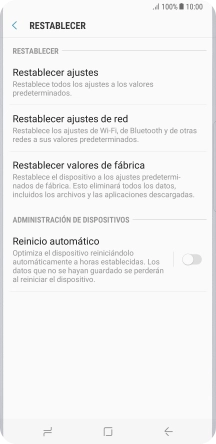 Pulsa Restablecer valores de fábrica.