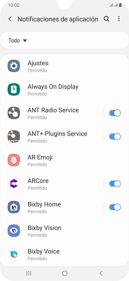 Pulsa el indicador junto a la app deseada para activar o desactivar la función. Pulsa el indicador junto a la app deseada para activar o desactivar la función.