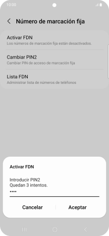 Introduce el código PIN2 y pulsa Aceptar.