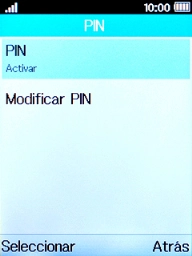Selecciona PIN para activar o desactivar la función.