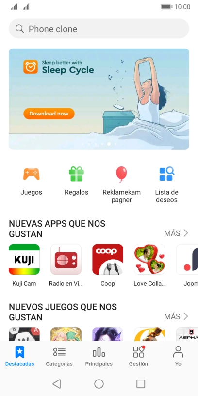Pulsa Gestión.