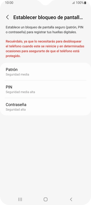 Pulsa el código de seguridad deseado y sigue las indicaciones de la pantalla para crear un código de seguridad del teléfono adicional. Pulsa el código de seguridad deseado y sigue las indicaciones de la pantalla para crear un código de seguridad del teléfono adicional.