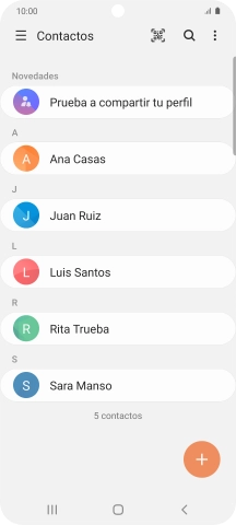 Pulsa el icono de nuevo contacto. Pulsa el icono de nuevo contacto.