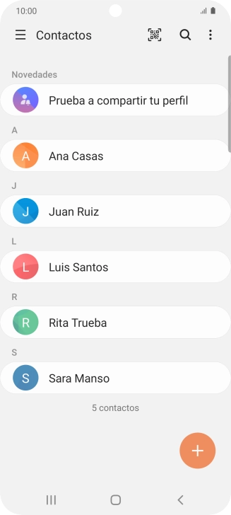 Pulsa el icono de nuevo contacto. Pulsa el icono de nuevo contacto.