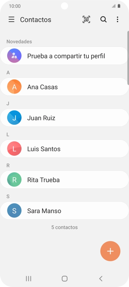 Pulsa el icono de nuevo contacto. Pulsa el icono de nuevo contacto.