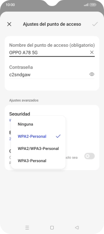 Pulsa WPA3-Personal para proteger la conexión wifi con una contraseña. Pulsa WPA3-Personal para proteger la conexión wifi con una contraseña.