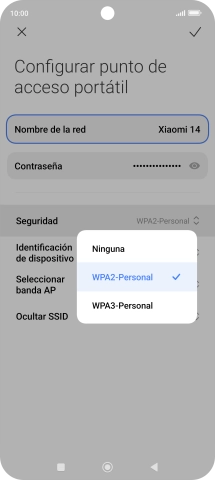 Pulsa WPA3-Personal para proteger la conexión wifi con una contraseña. Pulsa WPA3-Personal para proteger la conexión wifi con una contraseña.