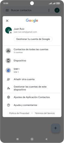 Pulsa Ajustes de Aplicación Contactos. Pulsa Ajustes de Aplicación Contactos.