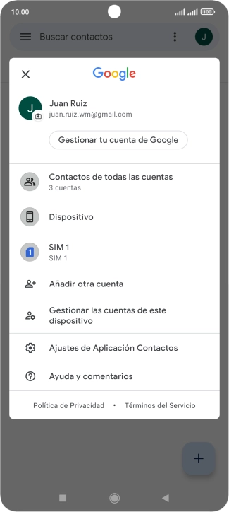 Pulsa Ajustes de Aplicación Contactos. Pulsa Ajustes de Aplicación Contactos.