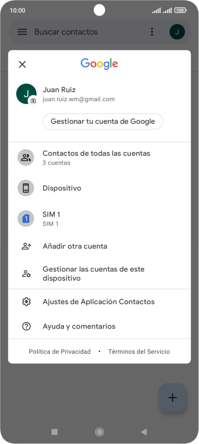 Pulsa Ajustes de Aplicación Contactos. Pulsa Ajustes de Aplicación Contactos.
