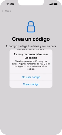 Si desactivas la función, pulsa No usar código. Si desactivas la función, pulsa No usar código.